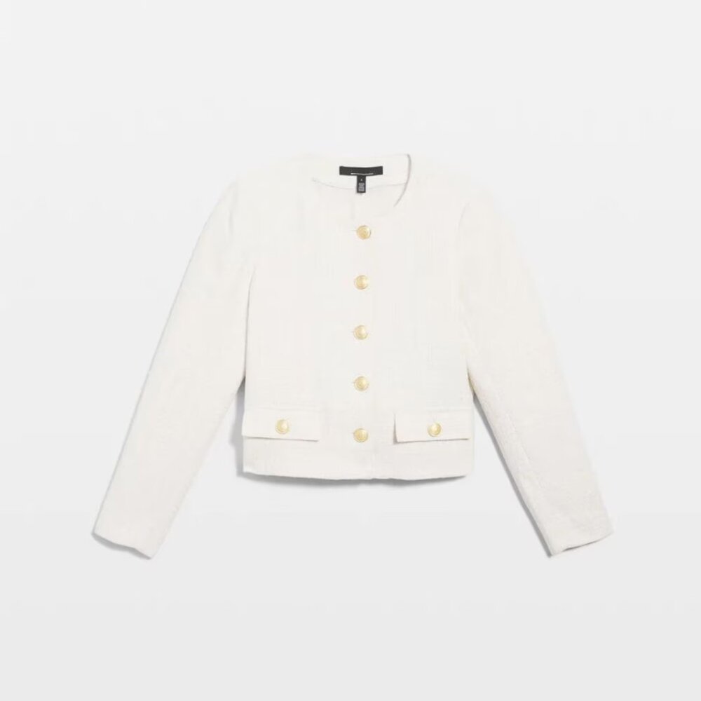 new WHITE HOUSE BLACK MARKET cropped tweed jacket blazer